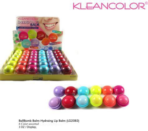 Kleancolor BallBomb Balm-Hydraing Lip Balm, Display